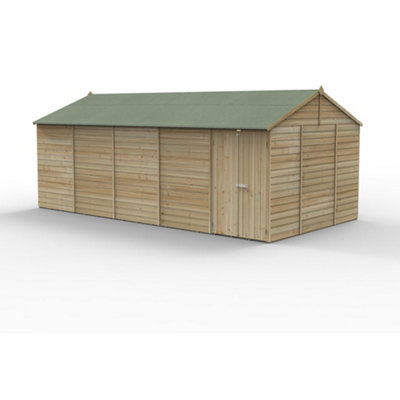 20x10 Reverse Apex Shed Beckwood 25yr Guarantee Shiplap Pressure Treated  - No Windows - Double Door