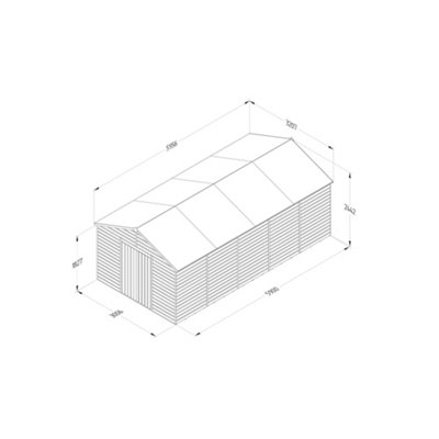 20x10 Reverse Apex Shed Beckwood 25yr Guarantee Shiplap Pressure Treated  - No Windows - Double Door