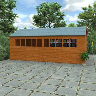20x10 Xl Workshop 12mm Shed - L595 x W295 x H268.5 cm - Solid Wood/Softwood/Pine - Burnt Orange - 6
