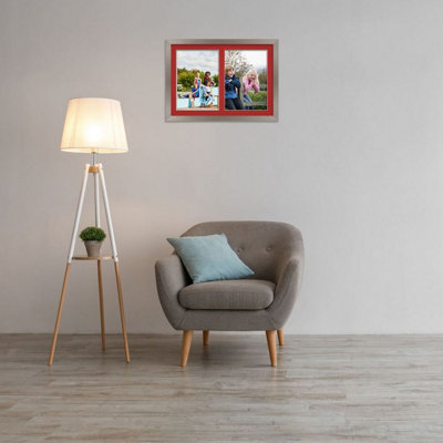 20X14 Aluminum Modern Multi Photo Frame with Crimson Mount - Holds 2 ...