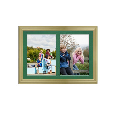 20X14 Gold Classic Multi Photo Frame with Emerald Mount - Holds 2 ...