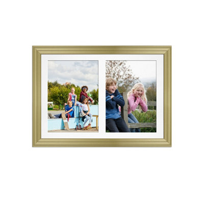 20X14 Gold Classic Multi Photo Frame with White Mount - Holds 2 ...