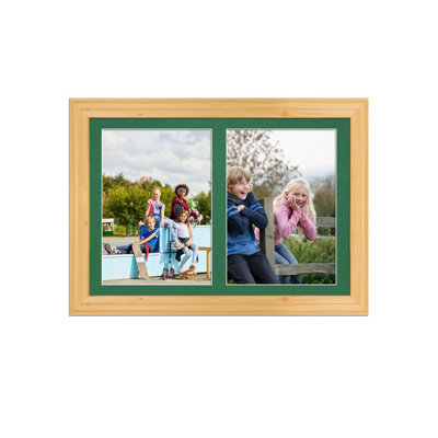20X14 Light Oak Classic Multi Photo Frame with Emerald Mount - Holds 2 ...