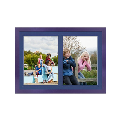 20X14 Purple Modern Multi Photo Frame with Blue Mount - Holds 2 ...