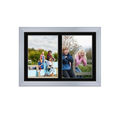 20X14 Silver Classic Multi Photo Frame with Black Mount - Holds 2 ...