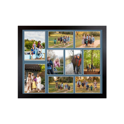 20X16 Black Sleek Multi Photo Frame with Pompadour Mount - Holds 9 ...
