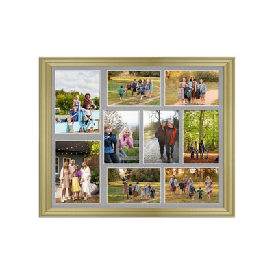 20X16 Gold Classic Multi Photo Frame with Silver Mount - Holds 9 ...