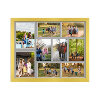 20X16 Gold Modern Multi Photo Frame with Silver Mount - Holds 9 ...