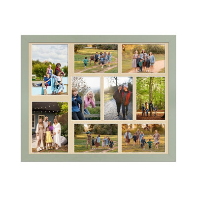 20X16 Green Modern Multi Photo Frame with Ivory Mount - Holds 9 ...