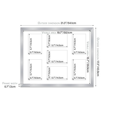 20x16 Inch 7 Opening Photo Collage Frame, Display Seven 6x4 Inch Photos ...