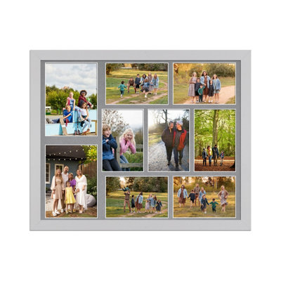 20X16 Light Grey Modern Multi Photo Frame with Mid Grey Mount - Holds 9 ...