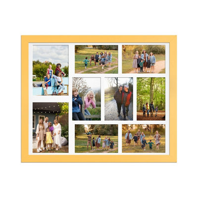 20X16 Mustard Yellow Modern Multi Photo Frame with White Mount - Holds ...