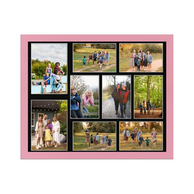 20X16 Pastel Pink Modern Multi Photo Frame with Black Mount - Holds 9 ...