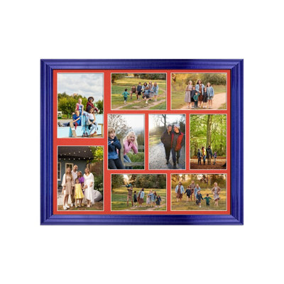20X16 Purple Classic Multi Photo Frame with Poppy Red Mount - Holds 9 ...
