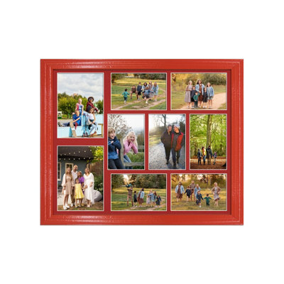 20X16 Red Classic Multi Photo Frame with Crimson Mount - Holds 9 ...