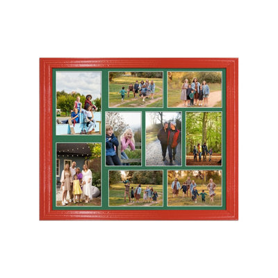 20X16 Red Classic Multi Photo Frame with Emerald Mount - Holds 9 ...