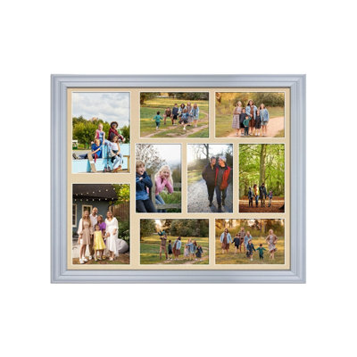 20X16 Silver Classic Multi Photo Frame with Ivory Mount - Holds 9 ...