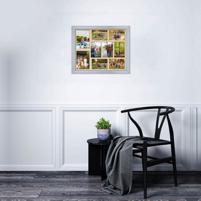 20X16 Silver Classic Multi Photo Frame with Ivory Mount - Holds 9 ...