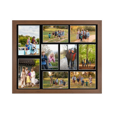20X16 Walnut Modern Multi Photo Frame with Black Mount - Holds 9 ...