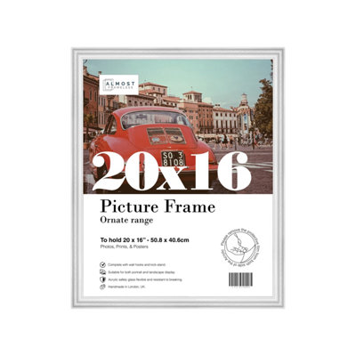 20x16 White Ornate Picture Frame (40.6 x 50.8cm) Poster, Photo, Artwork, Gallery Wall or Print