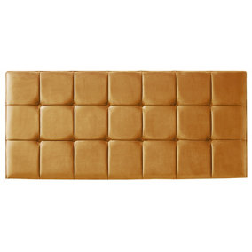 21 Cube Plush Velvet 2ft6 Small Single 24" Headboard -  Turmeric