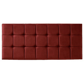 21 Cube Plush Velvet 4ft6 Double 24" Headboard -  Burgundy