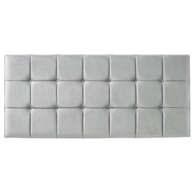 21 Cube Plush Velvet 4ft6 Double 24" Headboard -  Silver