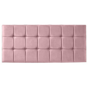 21 Cube Plush Velvet 5ft Kingsize 24" Headboard -  Pink