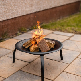 21" Round Metal Firepit Garden Log Burner