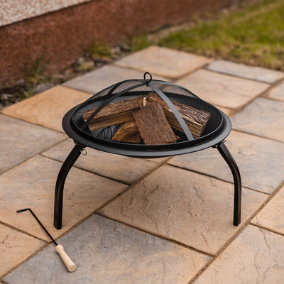 21" Round Metal Firepit Garden Log Burner - 5