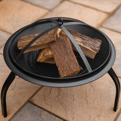 21" Round Metal Firepit Garden Log Burner - 6