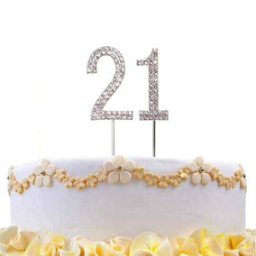 21  Silver Diamond Sparkley CakeTopper Number Year For Birthday Anniversary Party Decorations