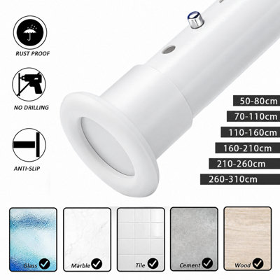 210-260CM Heavy Duty Curtain Rod Extendable Adjustable Tension Pole No ...