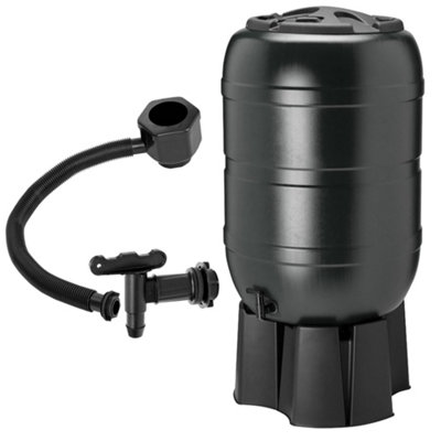 210 Litre Large Black Water Butt Rain Collector Complete With Stand
