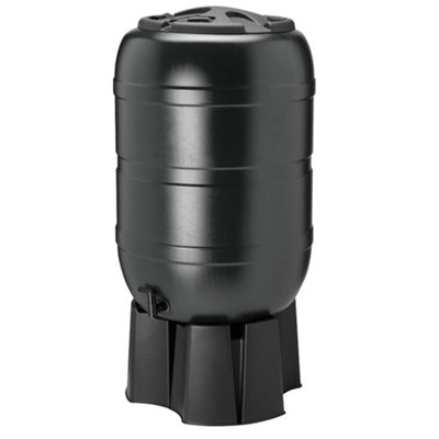 210 Litre Large Black Water Butt Rain Collector Complete With Stand