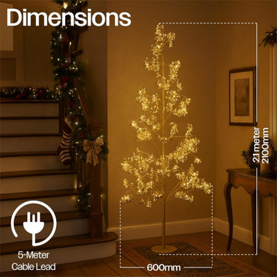 210CM Outdoor LED Christmas Tree with Gold Balls Festive Light 1200 ...
