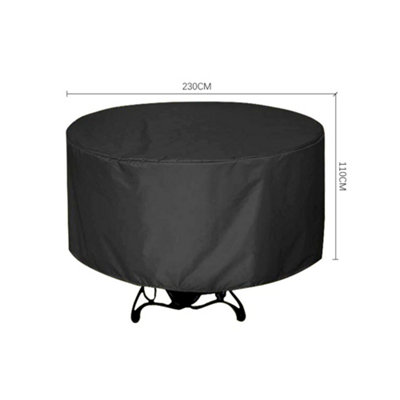 210D Oxford Fabric Outdoor Black Patio Waterproof Furniture Cover Round - 6