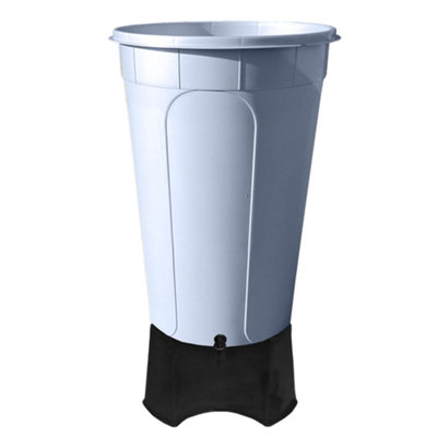 210L Grey Water Butt Large Round Waterbutt with Stand - Grey - 4