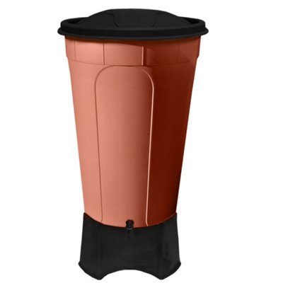 210L Water Butt XL with Stand & Tap Garden Waterbutt Barrel Rain Water Collector - Terracotta Rain Saver