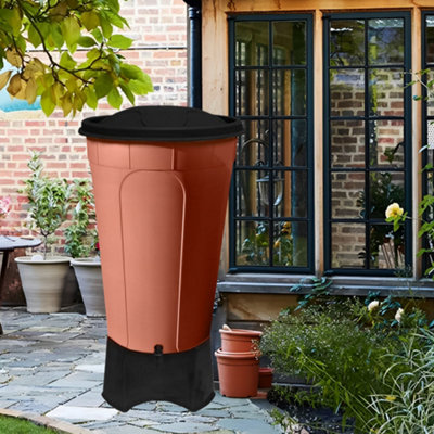210L Water Butt XL with Stand & Tap Garden Waterbutt Barrel Rain Water Collector - Terracotta Rain Saver