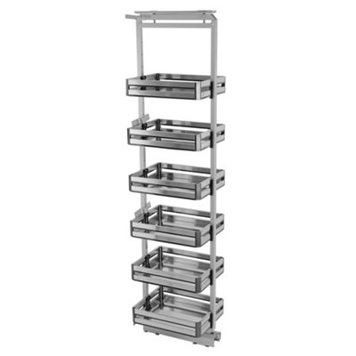 215cm H  cm Metal Pull-out Storage Basket Tall and Narrow Cabinet Basket Shelf,6 Tier