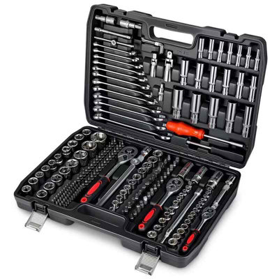 216-Pc Mechanic Tool Set Ratchets, Sockets, Wrenches & Hex Keys
