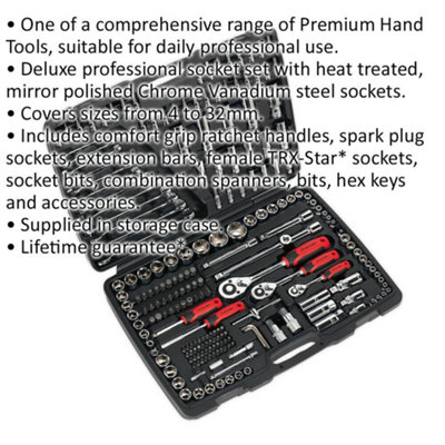 216-Piece Premium Socket and Bit Set with Ratchet Handle - 1/4, 3/8, 1/2 Drive
