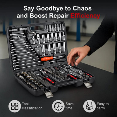 216 Piece Socket Set with 4, 8 and 2 Inch Drive Ratchets , Mechanics ...