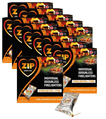 216 Zip Fire Lighters Individual odourless firelighters Cubes Instant ...