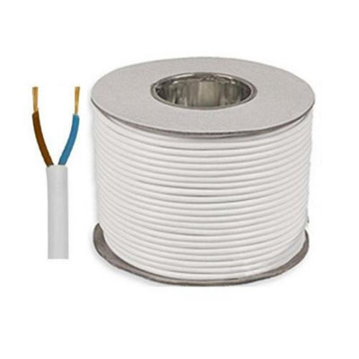 2182Y 0.50mm White 2 Core Flexible Cord, 3 Amps, 1m