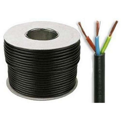 2182Y0.75-100BLK Double Core PVC Flexible Cord 0.75MM² Black 100M 6 AMPS