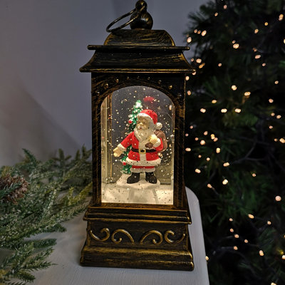 21cm Dual Power Glitter Water Spinner Lantern Christmas Decoration   Santa Price Comparisons | Compare The Build