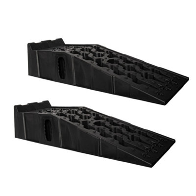 21cm x 90cm Set of 2 Black Plastic Heavy Duty Car Service Ramps