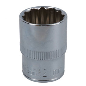 21mm 1/2in Drive Shallow Metric MM Socket 12 Sided Bi-Hex Knurled Ring